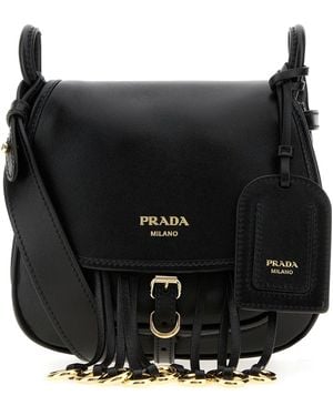 Prada Borsa a tracolla in pelle nera - Nero