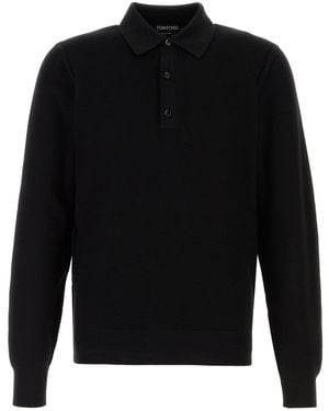 Tom Ford Black Silk Blend Polo Shirt