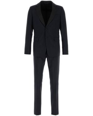 Prada Completo in misto lana blu notte - Nero