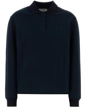 Jil Sander Black Piquet Polo Shirt - Blue