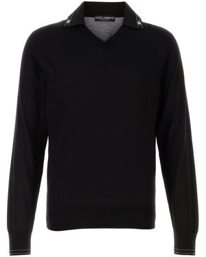 Dolce & Gabbana Black Silk Polo Shirt