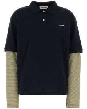 Miu Miu Polo oversize in cotone blu navy