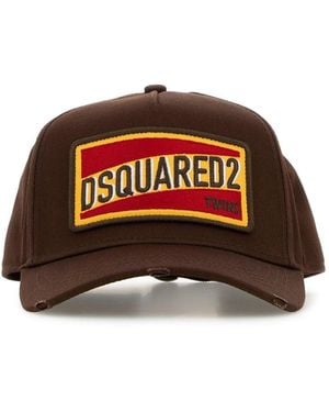 DSquared² Cappello da baseball in cotone marrone - Multicolore