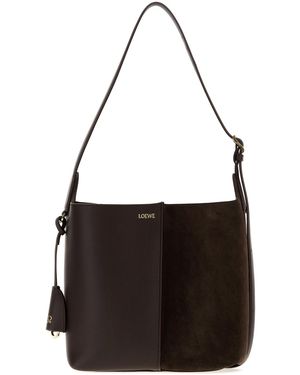 Loewe Borsa a secchiello Bilbao media marrone in pelle e pelle scamosciata - Nero