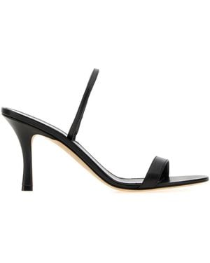 The Row Black Leather Ella Sandals