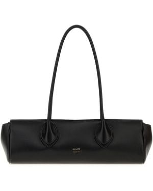 KHAITE Black Leather Donna Shoulder Bag