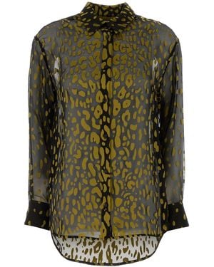 Ferragamo Camicia in georgette decorato - Verde