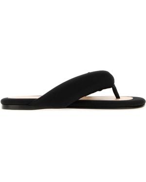 Carven Black Satin Thong Slippers
