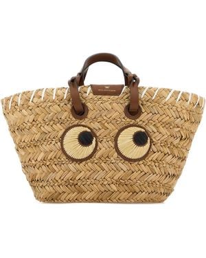 Anya Hindmarch Raffia Small Paper Eyes Shopping Bag - Brown