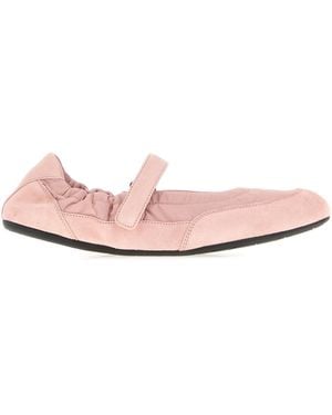 Prada Ballerine rosa in Re-Nylon e pelle scamosciata