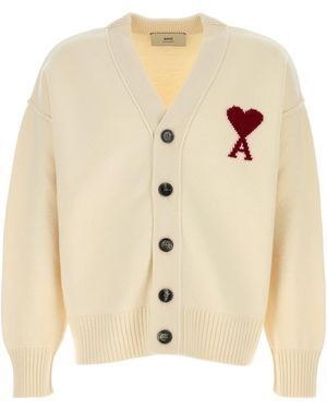 Ami Paris Cardigan in lana avorio - Neutro