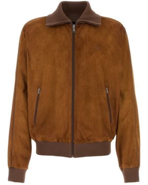 Prada Giubbino in pelle scamosciata caramello - Marrone