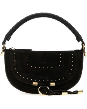 Chloé Borsa a spalla Marcie mini in pelle scamosciata nera - Nero