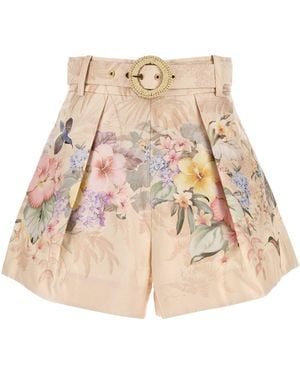 Zimmermann Shorts Illuminate in misto seta stampata - Neutro