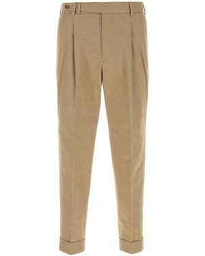 PT Torino Camel Cotton Style Pant - Natural