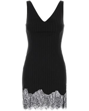 ANDAMANE Embroidered Twill Tori Mini Dress - Black