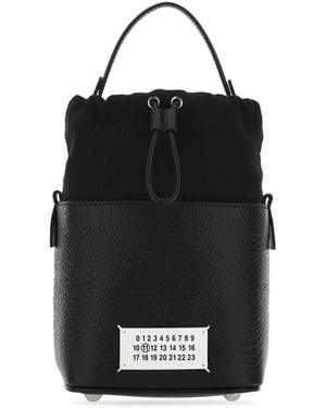 Maison Margiela Borsa a secchiello 5AC mini nera in pelle e tela - Nero