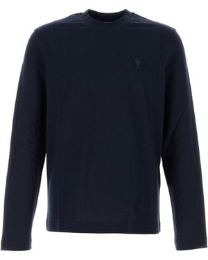 Ami Paris Cotton T-Shirt - Blue