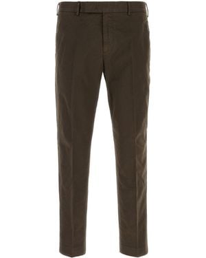 PT Torino Dark Brown Stretch Cotton Pant - Black