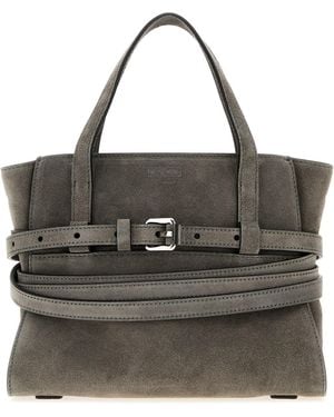 Moschino Grey Suede Tie Me Handbag - Black