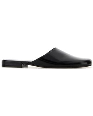 The Row Leather Penelope Slippers - Black