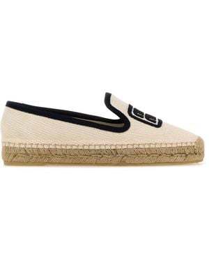 Miu Miu Ivory/ Espadrilles With Logo Embroidery - Natural