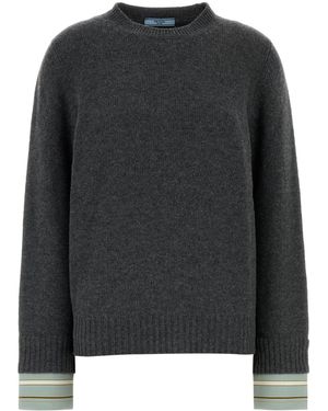 Prada Maglione in misto lana grigia scura - Nero