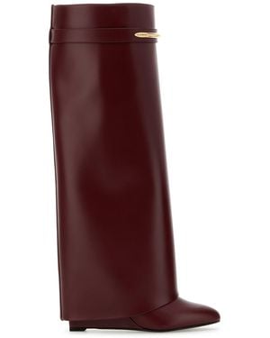 Givenchy Burgundy Leather Shark Boots - Purple