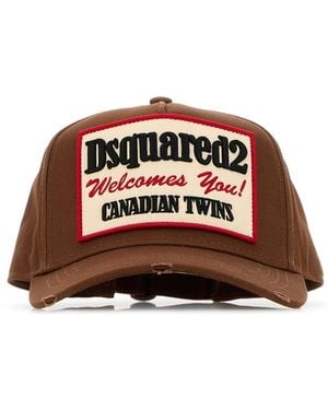 DSquared² Cappello da baseball in cotone marrone - Multicolore