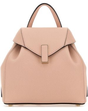 Valextra Pastel Pink Leather Iside Backpack - Natural