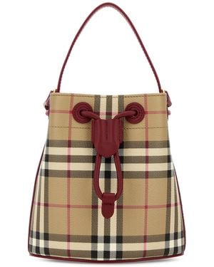Burberry Printed Canvas Mini Check Bucket Bag - Multicolour