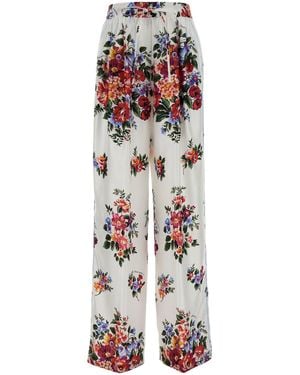 Dolce & Gabbana Printed Twill Wide-leg Pant - White