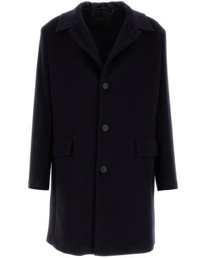 Prada Cappotto in misto lana blu notte - Nero