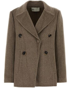 Tory Burch Cappotto in misto lana tortora - Marrone