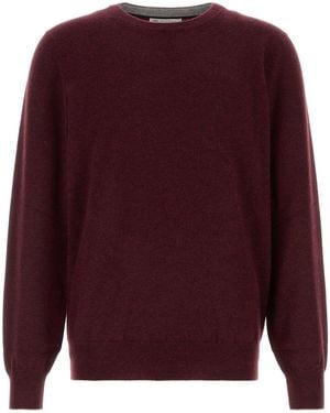 Brunello Cucinelli Melange Burgundy Cashmere Jumper - Purple