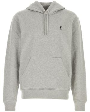 Ami Paris Felpa in cotone grigio melangé