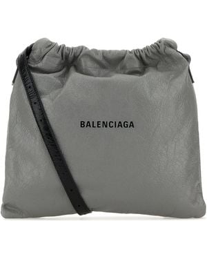 Balenciaga Grey Leather Medium Dust Bag Crossbody Bag