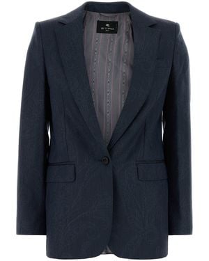 Etro Blue Wool Blazer