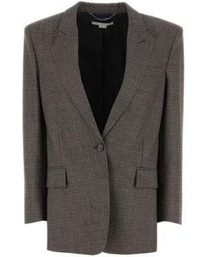 Stella McCartney Single-Breasted Micro Houndstooth Blazer - Black