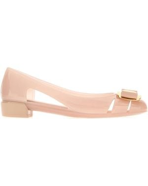 Ferragamo Pink Rubber Nara Ballerinas