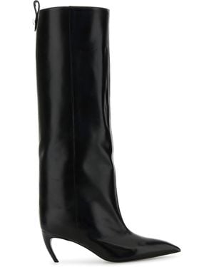 The Attico Leather Lea Boots - Black