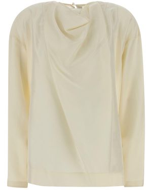Carven Ivory Silk Blouse - Natural