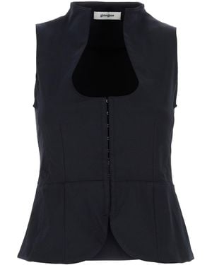 GIMAGUAS Midnight Blue Stretch Jersey Amor Top - Black