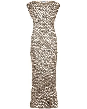MY BEACHY SIDE Dove Grey Crochet Dress - Natural