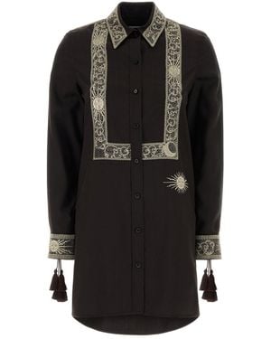 Burberry Chocolate Silk Shirt Dress - Black