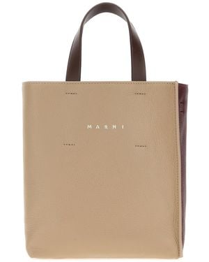 Marni Borsa a mano Museo mini in pelle bicolor - Neutro