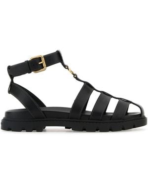 COACH Black Leather Fisherman Sandals
