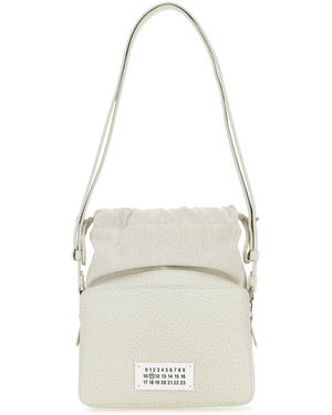 Maison Margiela Borsa a secchiello 5AC gesso in tessuto e pelle - Bianco