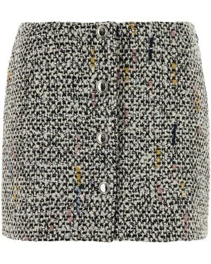 Alessandra Rich Multicolour Tweed Mini Skirt - Black