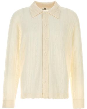 Séfr Ivory Wool Riku Shirt - White